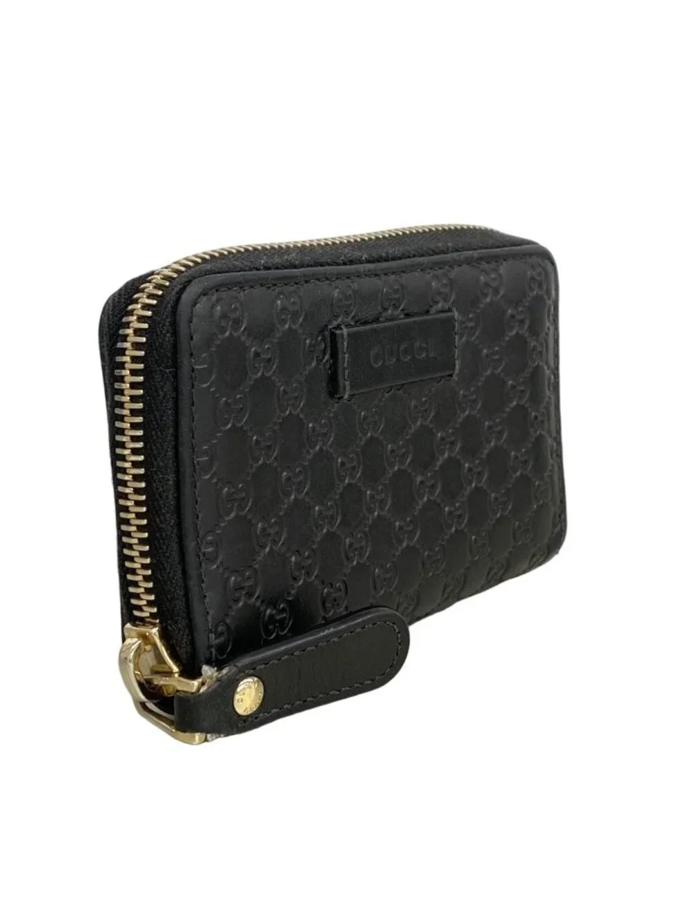 Gucci Coin Case Micro Guccissima Leather Black Champagne Gold - Picture 2 of 8